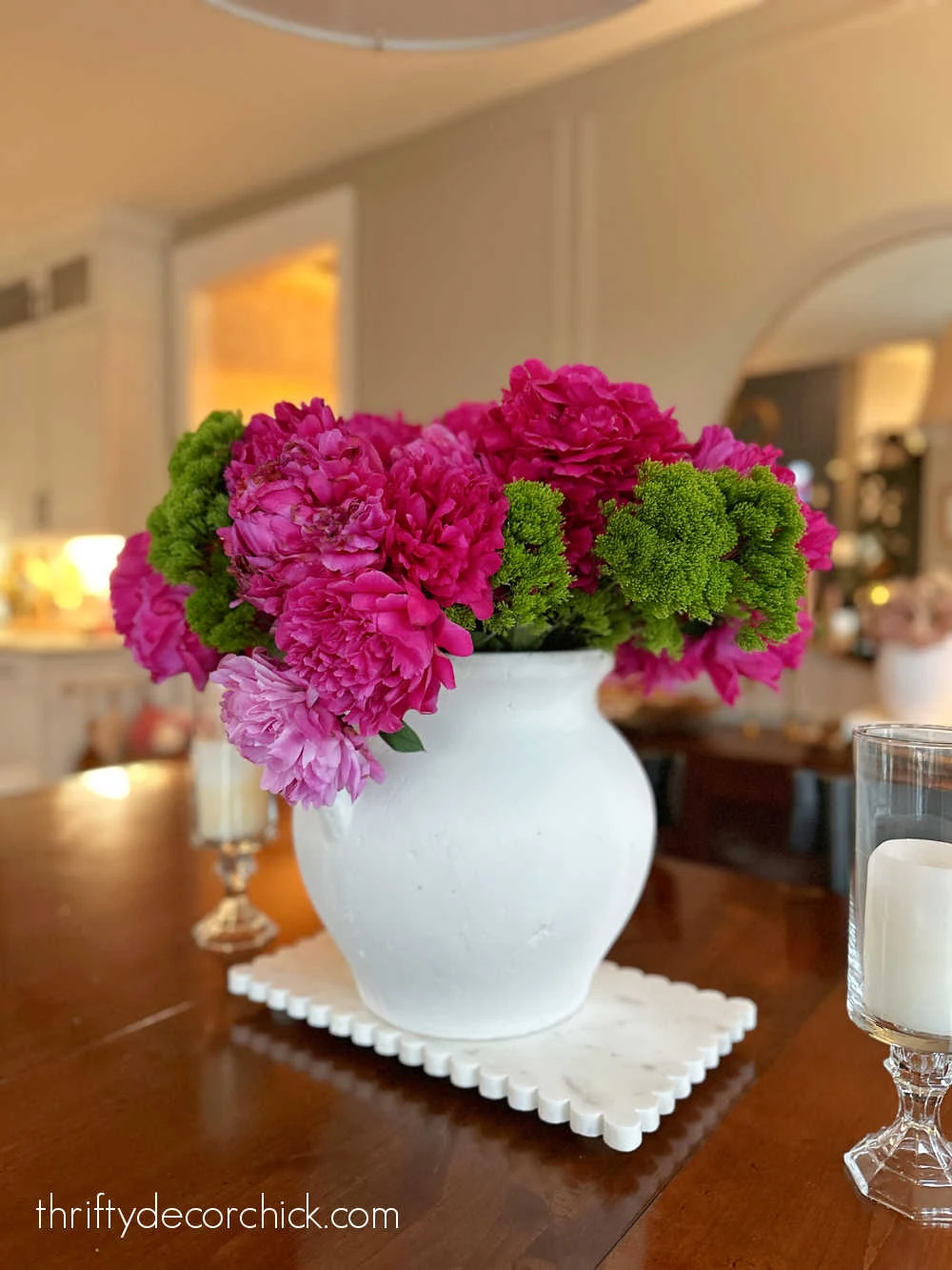 hot pink peonies in vase